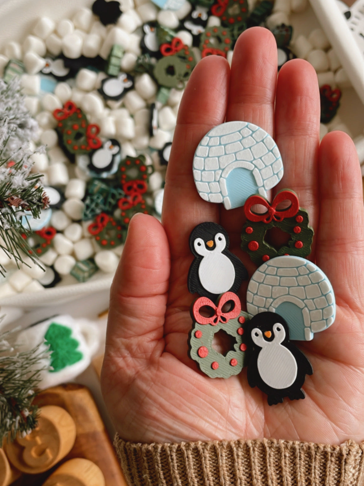 Winter-themed Math Counters set of 10