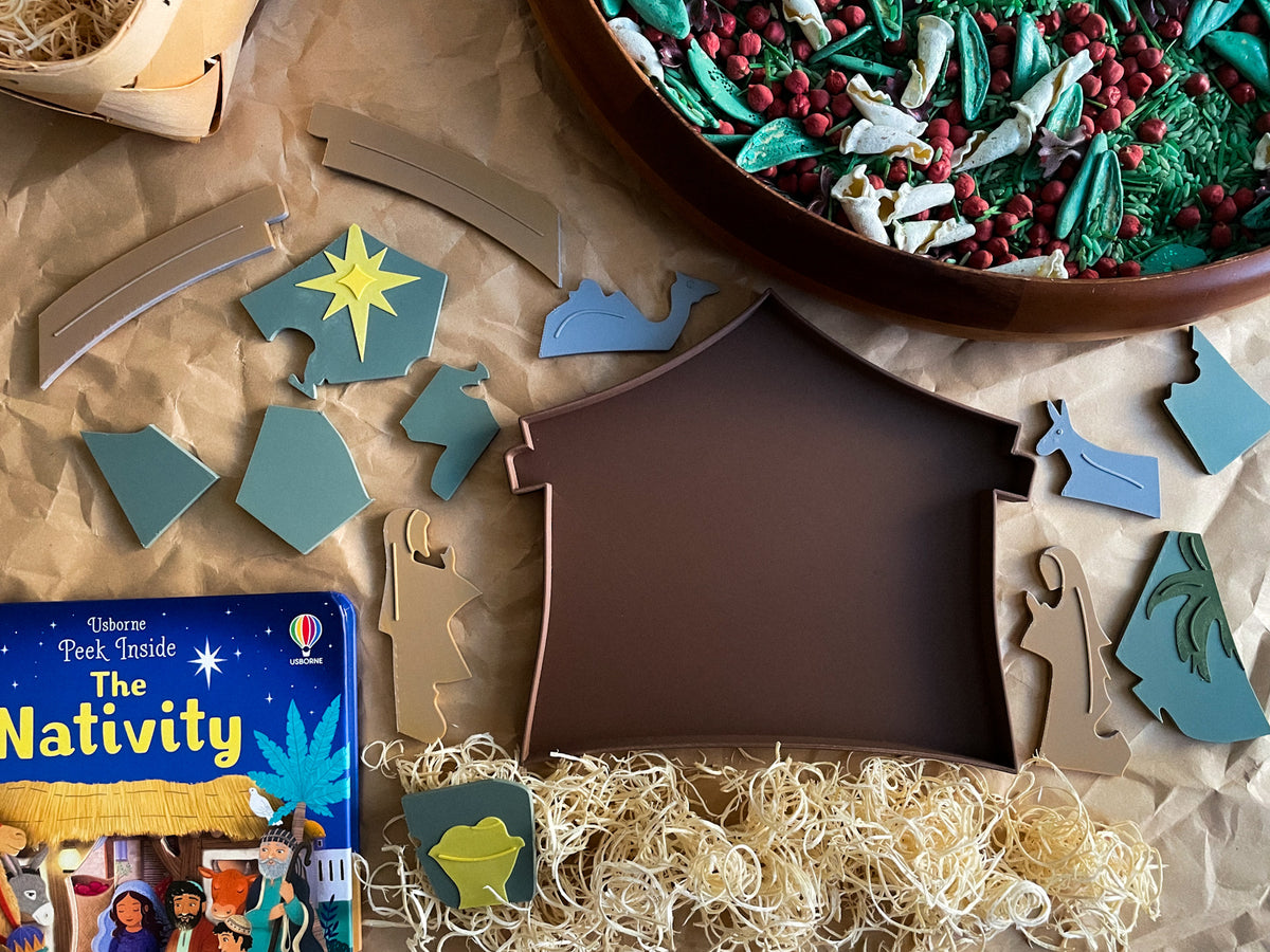 Nativity Themed Bio Sensory Tray with 14 Pcs Puzzle