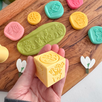 Spring and Easter-themed Playdough Roller and Stamps - A Twist on Classic Dough Play - by inniko