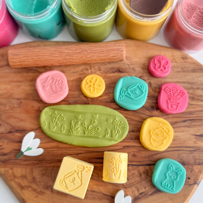 Spring and Easter-themed Playdough Roller and Stamps - A Twist on Classic Dough Play - by inniko