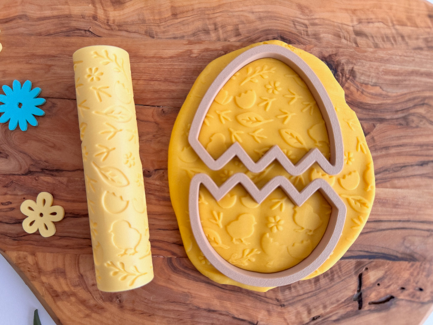 Spring and Easter-themed Playdough Roller and Stamps - A Twist on Classic Dough Play - by inniko