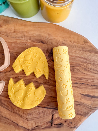 Spring and Easter-themed Playdough Roller and Stamps - A Twist on Classic Dough Play - by inniko