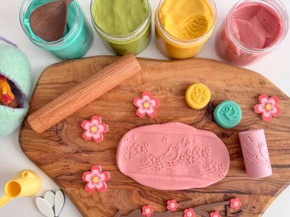 Spring and Easter-themed Playdough Roller and Stamps - A Twist on Classic Dough Play - by inniko