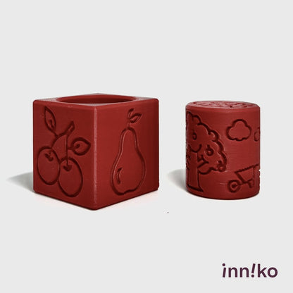 Orchard-themed 2-in-1 Cube with Roller – A Twist on Classic Dough Play - by inniko