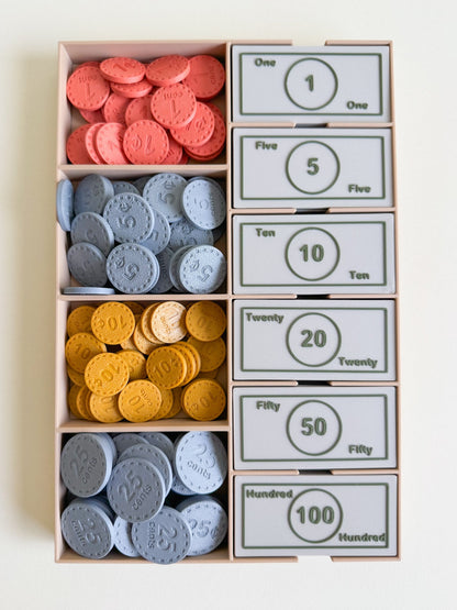 Play Money Set for Kids, Learn, Save, and Play! (3D-Printed)