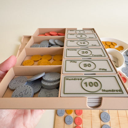 Play Money Set for Kids, Learn, Save, and Play! (3D-Printed)