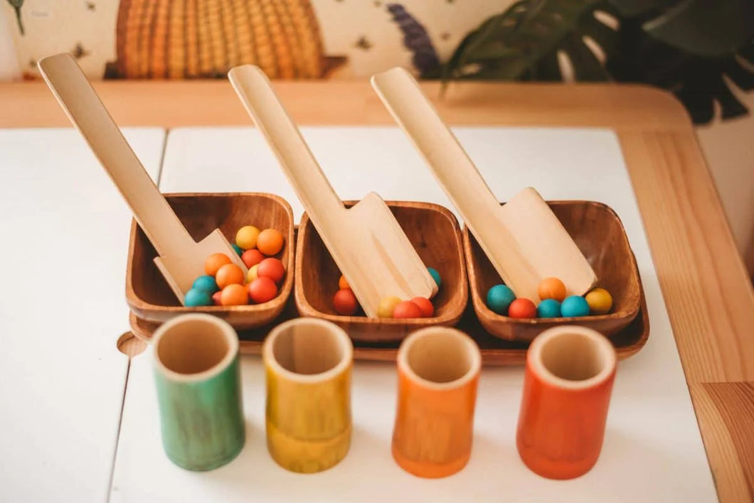 Rainbow Bamboo Sorting Tubes Set of 6 by QToys