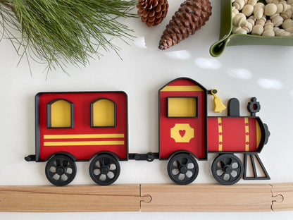 Train Bio Sensory Tray with movable wheels