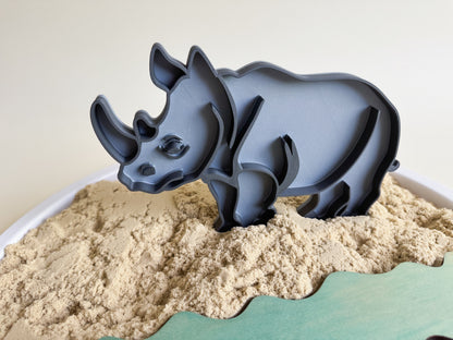 Giraffe and Rhino Sensory Play Tray for open-ended play