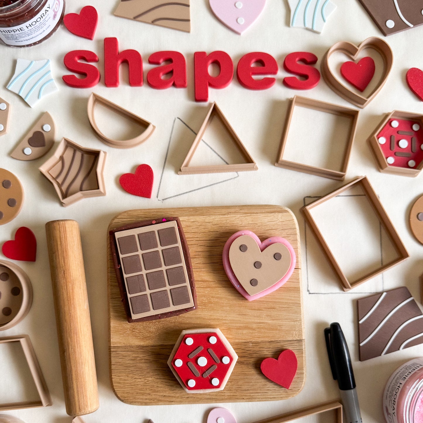NEW Shape Bio Dough Cutter set of 13 and Matching Toppings