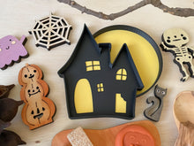 Load image into Gallery viewer, nature based toys, sensory play, sensory tray, summer play, water play, outdoor play, mud kitchen, kinetic sand, playdough, fizzy play, potion play, biodegradable, bio tray, eco cutter, eco molds, eco trays, 3D printed, WooBeWee, flisat table, sensory bin, halloween, fall,  witch hat, cauldron, haunted house, potion bottle, spooky, sensory setup, homeschool, unschool, playing, learning, learning through play, kids gift, birthday gift, halloween gift
