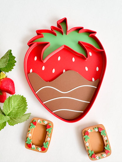 Strawberry Sensory Tray with Chocolate Dip Insert by WooBeWee