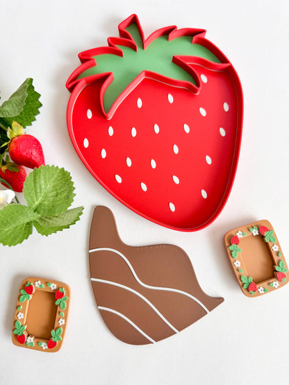 Strawberry Sensory Tray with Chocolate Dip Insert by WooBeWee