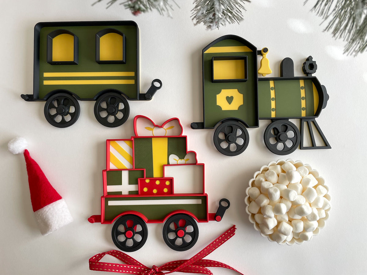 Train Bio Sensory Tray with movable wheels