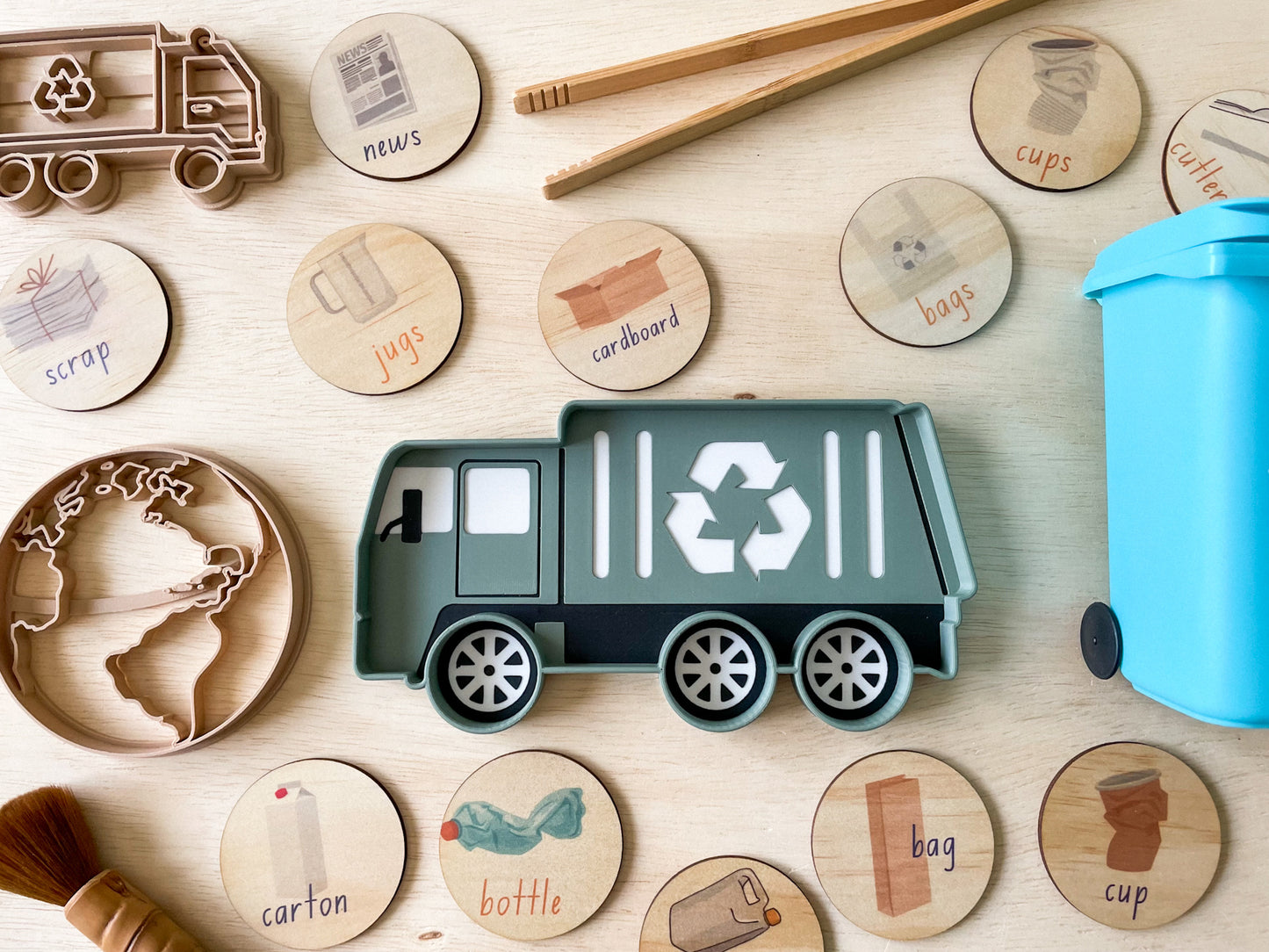 Trash Truck Bio Tray for Sensory Play