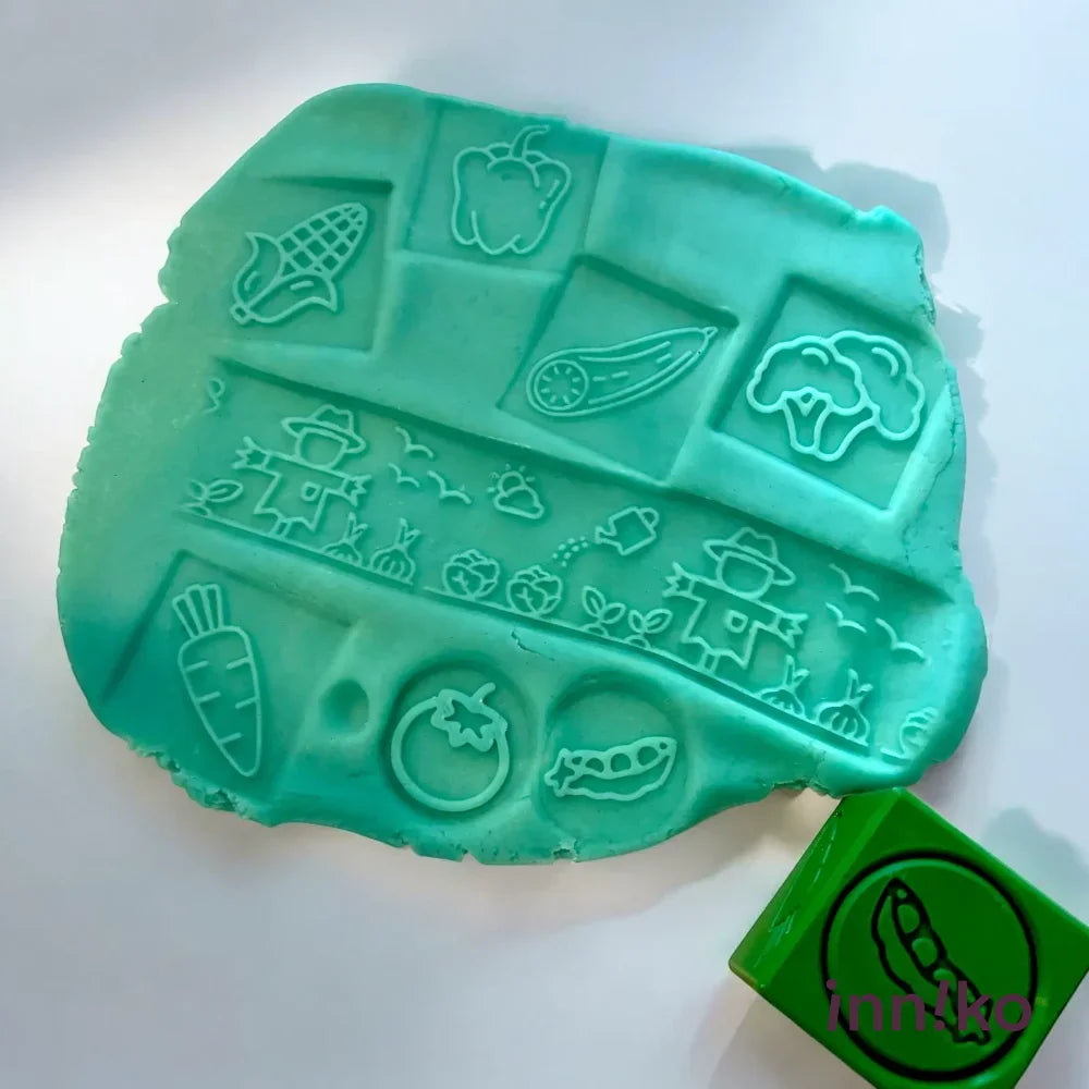 Vegetables-Themed 2-in-1 Cube with Roller – A Twist on Classic Dough Play - by inniko