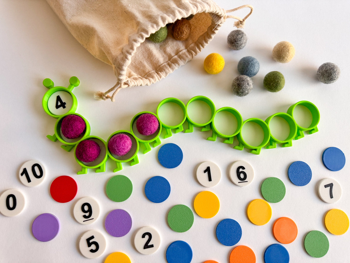 Wavy Caterpillar Counting and Pattern Tray by WooBeWee