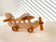 Load image into Gallery viewer, Nature Based Toys, Handmade, Daddy&#39;s Treasures, Wooden Tractor, Wooden Toy, Wooden toys, Wooden Tractor with trailer, Toy Tractor, Handmade, wooden gift, Natural wood toys, Wooden Tractor Toy with Trailer, Farm Vehicle Set, Toddler Push Toy, Montessori, Natural Toy Gift For Kid, Waldorf Toys, Baby Shower Birthday Gift, wooden airplane, airplane
