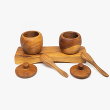Load image into Gallery viewer, Teak Wood Jar Set with Tray and Spoons
