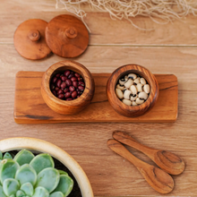 Load image into Gallery viewer, Teak Wood Jar Set with Tray and Spoons

