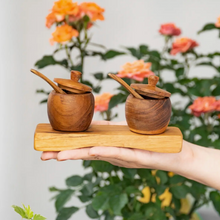 Load image into Gallery viewer, Teak Wood Jar Set with Tray and Spoons
