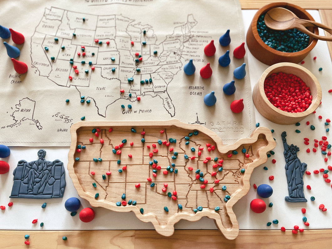 USA Map Wooden Sensory Tray