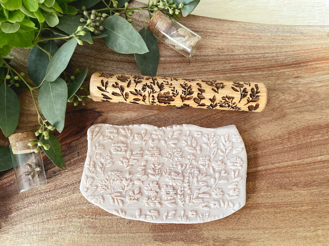 Flower Garden Wooden Roller (laser engraved)