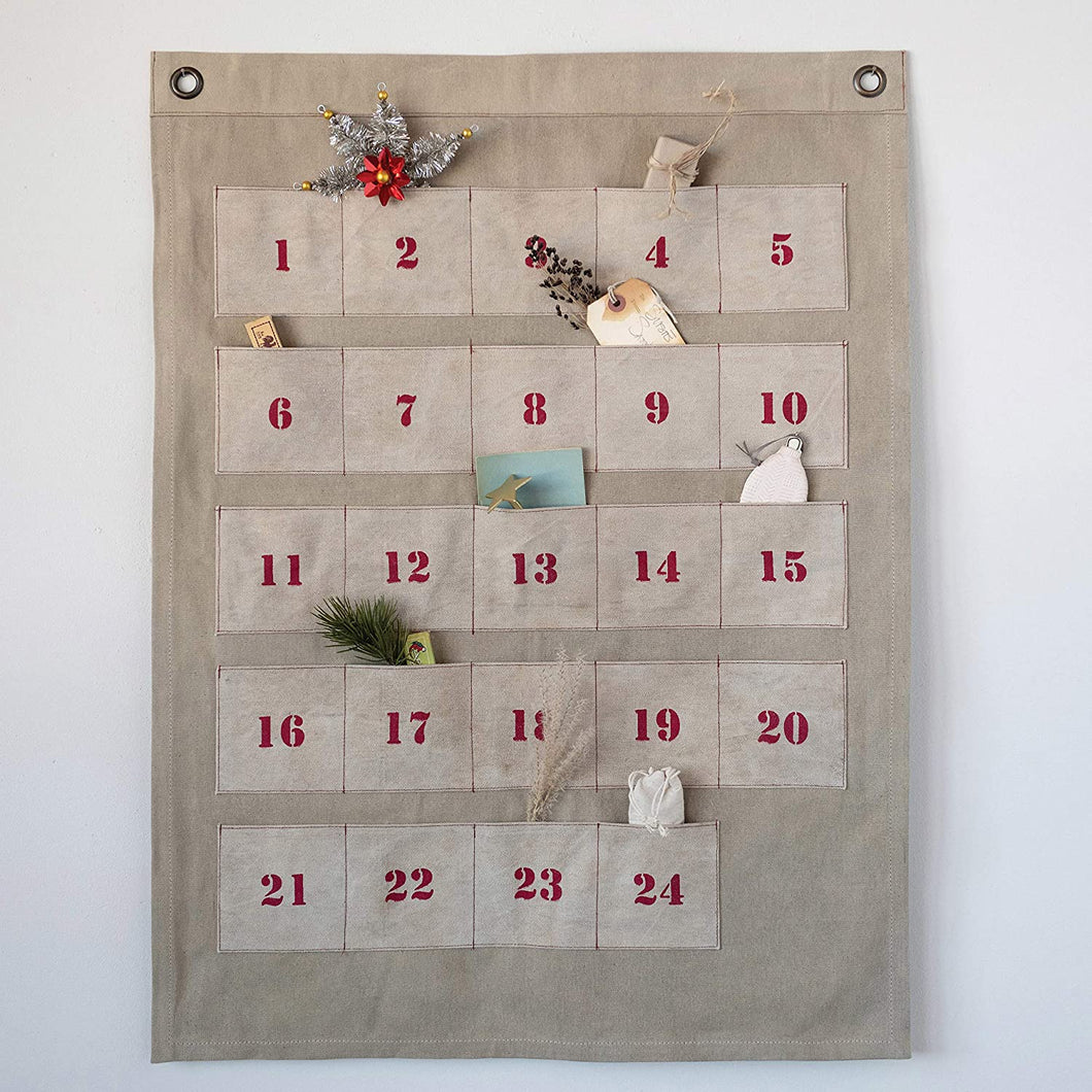 Canvas Advent Calendar Wall Hanging with Pockets
