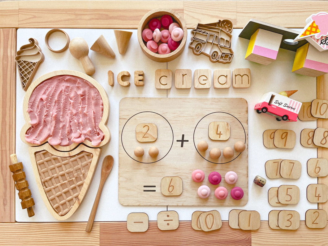 Ice Cream Wooden Sensory Tray (2 pcs)