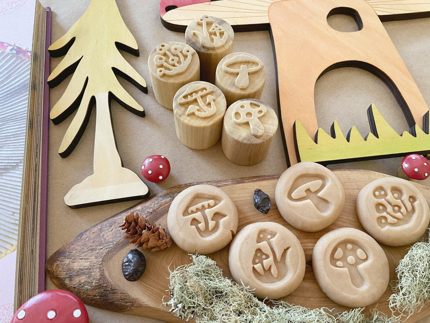 Mushrooms Playdough Stamps set of 5