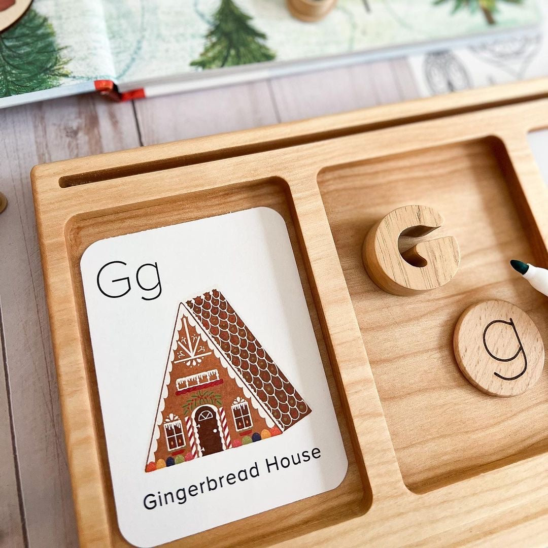 Read, Create, and Write Wooden Learning Board with acrylic insert by WooBeWee™