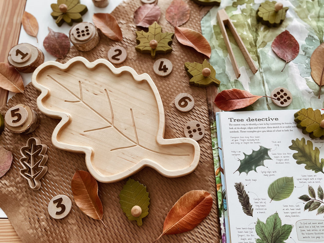 NEW - Oak Leaf - Wooden Sensory Tray