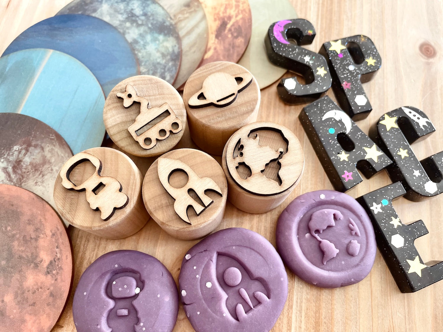 Dragons Playdough Stamps playdough Accessories wooden Log Playdough Stamps  natural Play montessori Early Years Resource 