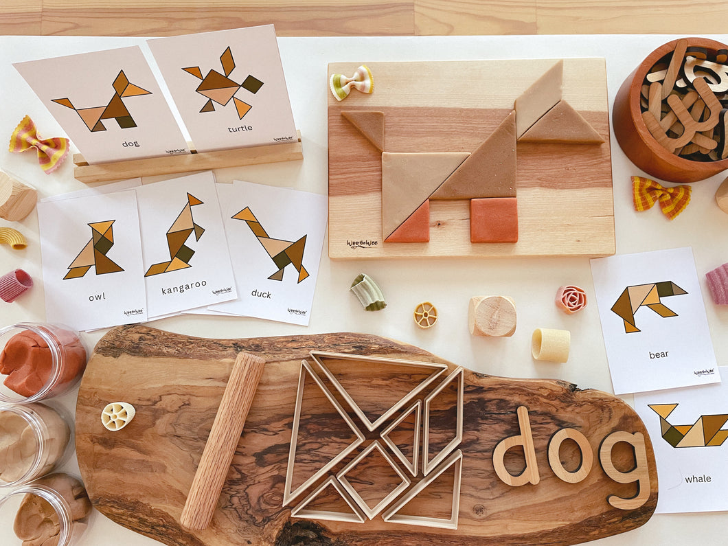 Tangram Bio Dough Cutter set of 7 (with free printable cards)
