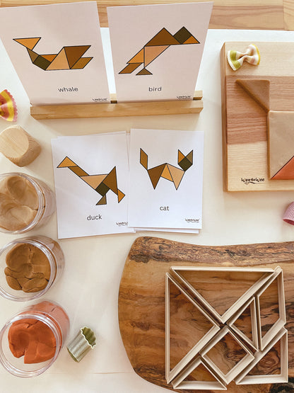 Tangram Bio Dough Cutter set of 7 (with free printable cards)