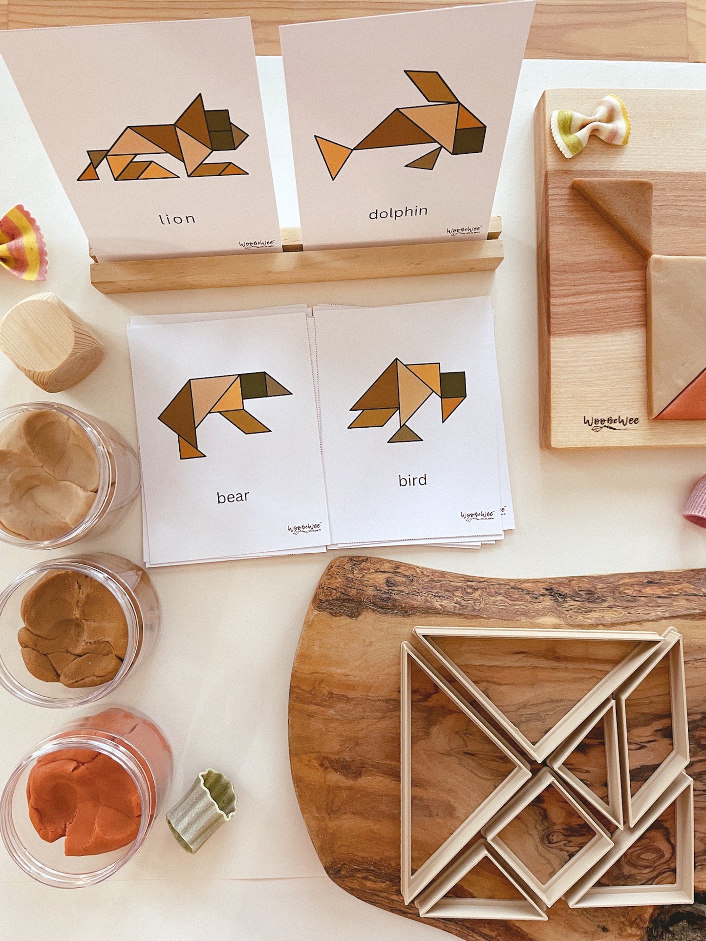 Tangram Bio Dough Cutter set of 7 (with free printable cards)