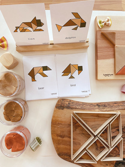 Tangram Bio Dough Cutter set of 7 (with free printable cards)