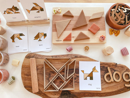 Tangram Bio Dough Cutter set of 7 (with free printable cards)